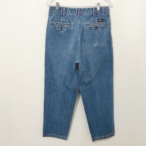 Vintage Dockers Khakis Classic Denim Blue Jeans Pleated Men's Size 31 - Picture 3 of 6